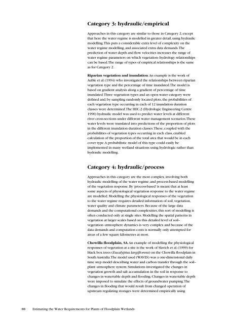 Estimating the Water Requirements for Plants of Floodplain Wetlands