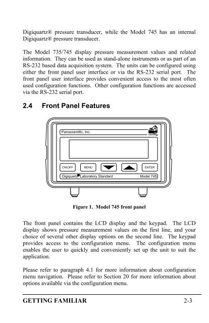 Model 735 Intelligent Display User's Manual - Paroscientific, Inc.