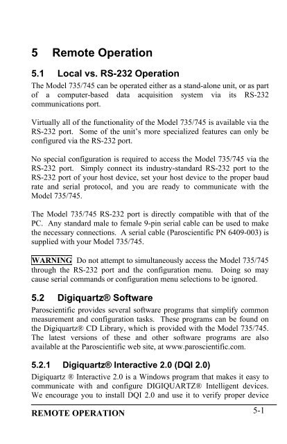 Model 735 Intelligent Display User's Manual - Paroscientific, Inc.