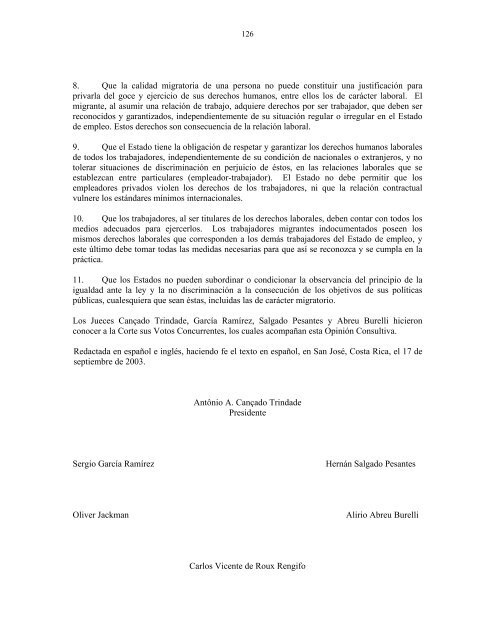 OpiniÃ³n Consultiva OC-18/03."CondiciÃ³n JurÃ­dica y ... - Acnur