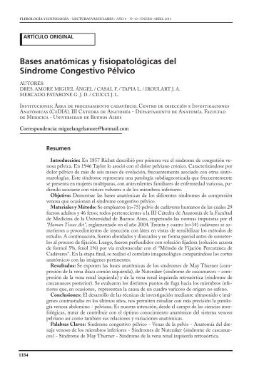 Bases anatómicas y fisiopatológicas del Síndrome Congestivo Pélvico