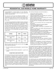 residential gas mobile home warranty - State Water Heaters