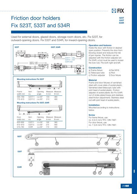 Friction door holder and friction casement stay - BJ Waller Limited