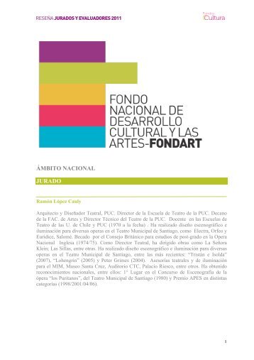 Reseñas Fondart Nacional 2011 - Consejo de la Cultura y las Artes