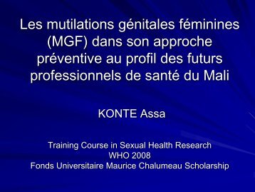 Les mutilations gÃ©nitales fÃ©minines (MGF)dans son approche ...