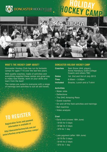 Registration form and Camp flyer - Doncaster Hockey Club