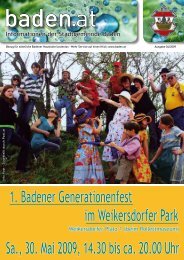 1. Badener Generationenfest im Weikersdorfer Park Sa., 30. Mai ...