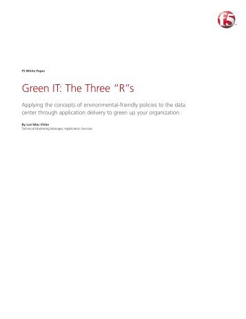 Green IT: The Three "R"s - F5 Networks