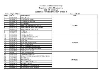 National Institute of Technology Department of Civil Engineering