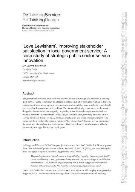 improving stakeholder satisfaction in local government ... - ServDes.