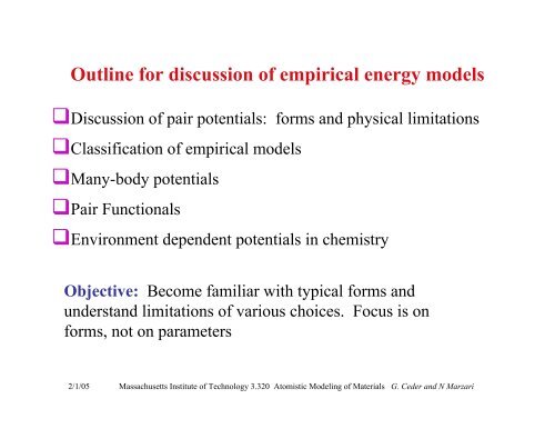 Atomistic modeling of materials - mit