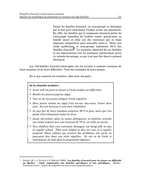 Familles d'accueil et intervention jeunesse - Rapport du Groupe de ...