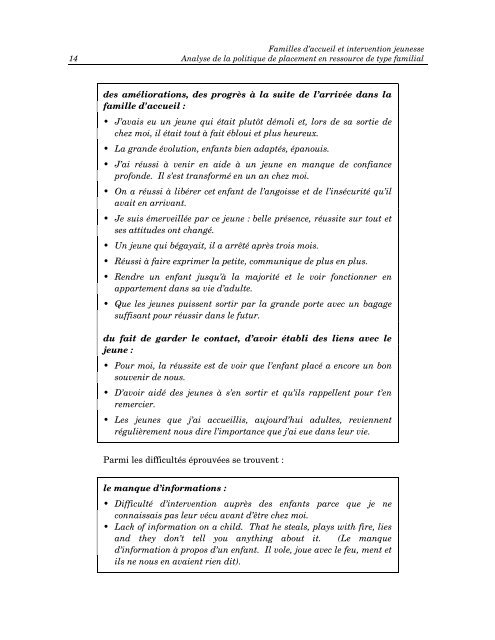 Familles d'accueil et intervention jeunesse - Rapport du Groupe de ...