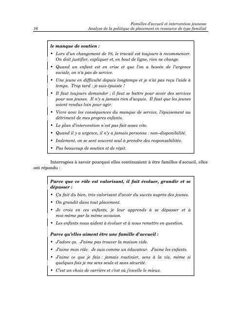 Familles d'accueil et intervention jeunesse - Rapport du Groupe de ...