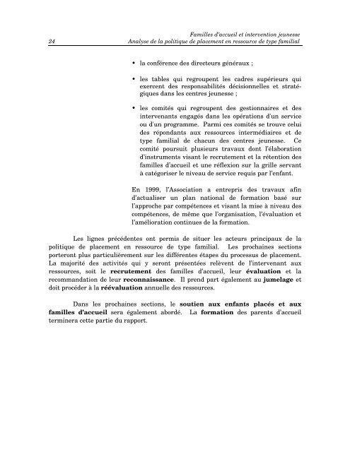 Familles d'accueil et intervention jeunesse - Rapport du Groupe de ...