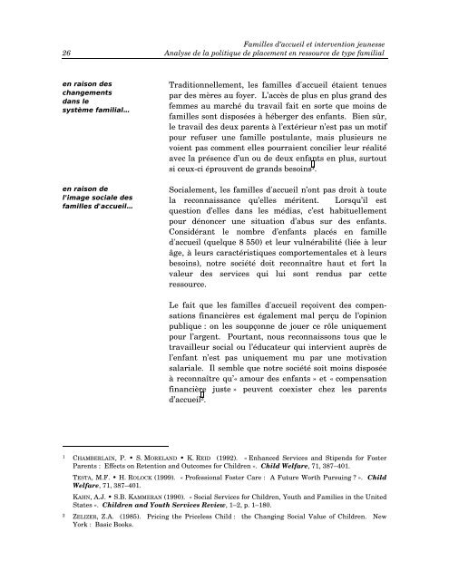 Familles d'accueil et intervention jeunesse - Rapport du Groupe de ...