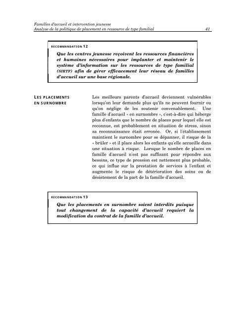 Familles d'accueil et intervention jeunesse - Rapport du Groupe de ...