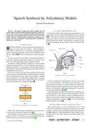 Speech Synthesis by Articulatory Models - spsc - Graz University of ...