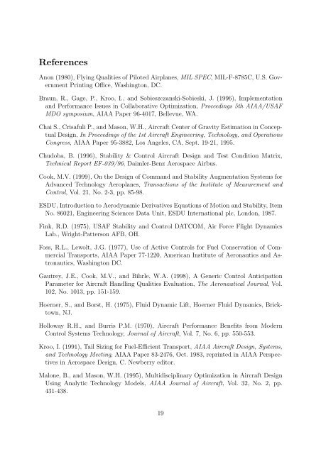 Relaxed Static Stability Aircraft Design via Longitudinal Control ...