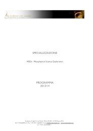 SPECIALIZZAZIONE PROGRAMMA 2013/14 - Academy of Light