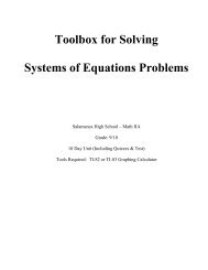 Toolbox for Solving Systems of Equations Problems (Grades 9-10)