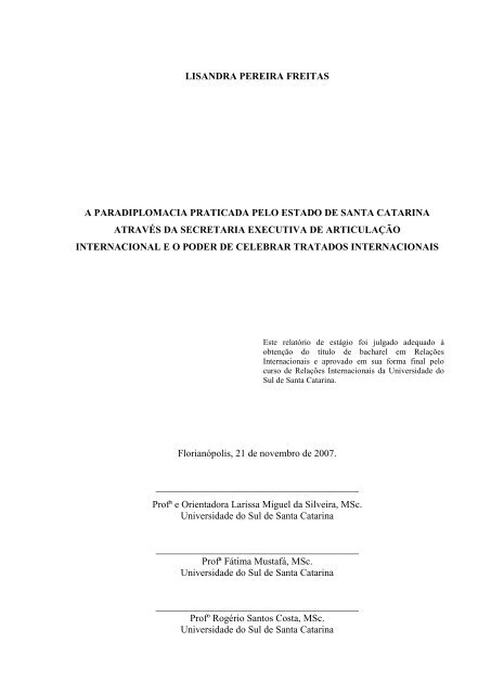 universidade do sul de santa catarina lisandra pereira ... - Unisul