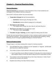 Chapter 10 – Chemical Reactions Notes