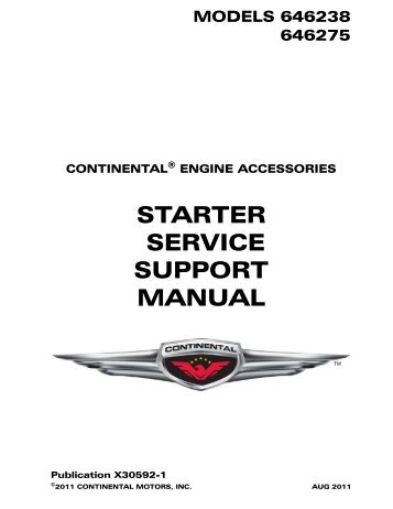 Starter Service Support Manual - Teledyne Continental Motors