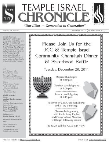 CHRONICLE CHRONICLE CHRONICLE - Temple Israel
