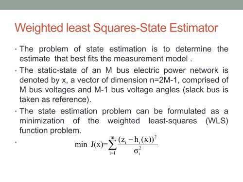 POWER SYSTEM STATE ESTIMATION - IIT Mandi