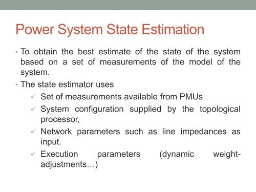 POWER SYSTEM STATE ESTIMATION - IIT Mandi