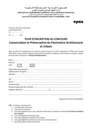 Conservation et PrÃ©servation du Patrimoine Architectural et ... - EPAU