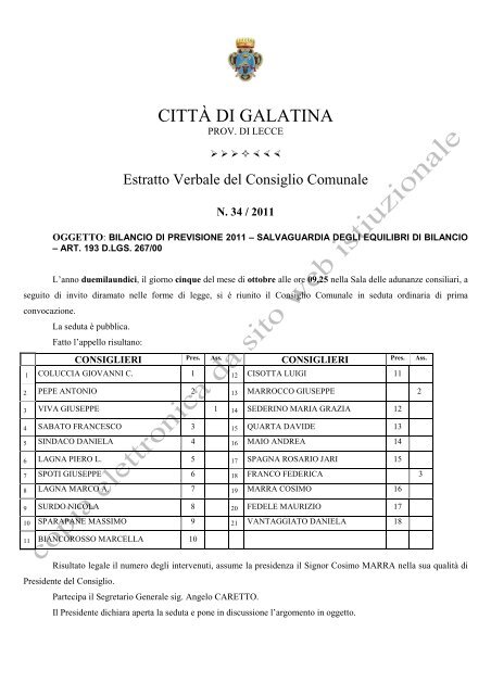 copia delibera - Comune di Galatina