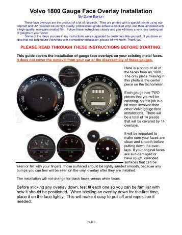 Volvo 1800 Gauge Face Overlay Installation - Dave's Volvo Page