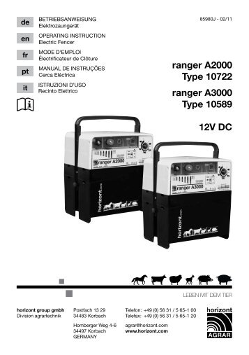 ranger A2000 Type 10722 ranger A3000 Type 10589 12V DC