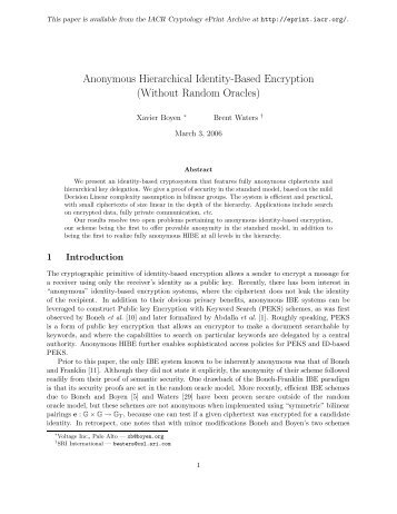 Anonymous Hierarchical Identity-Based Encryption ... - Unisinos