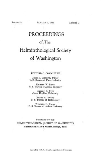 PROCEEDINGS Helminthological Society of Washington