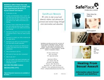 SafePlace Sexual Assault Brochure (English)