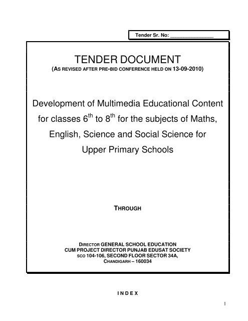 TENDER DOCUMENT - SSA Punjab