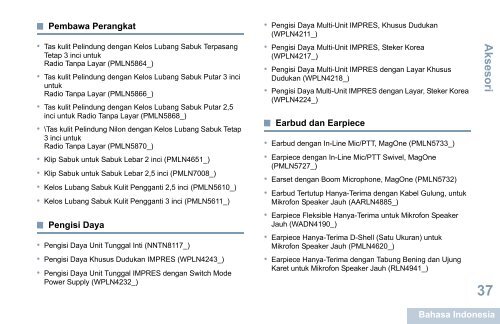 MOTOTRBO XiR P6600 Portabel Tanpa Layer Pandual Pengguna