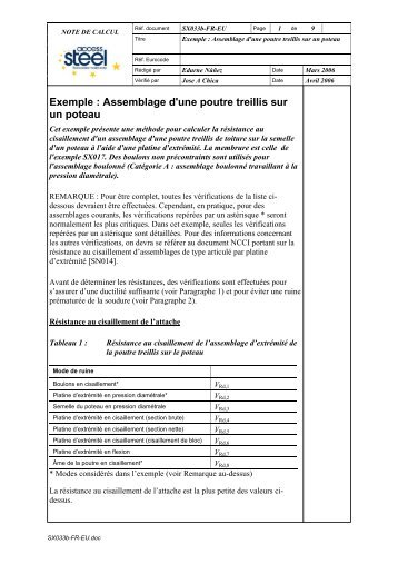 Exemple : Assemblage d'une poutre treillis sur un poteau - cticm