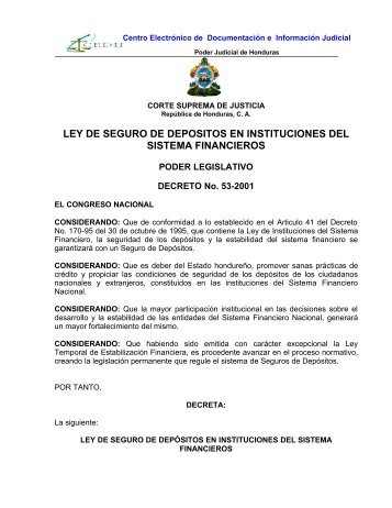 ley de seguro de depositos en instituciones del sistema - AHIBA