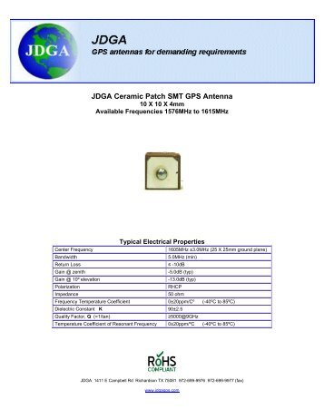 JDGA Ceramic Patch SMT GPS Antenna - JDGA GPS Antennas