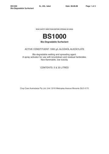 367800-Cropcare-BS1000-Surfactant-20L-LABEL - Agsure