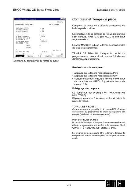 EMCO WinNC GE Series Fanuc 21 MB Description du logiciel ...