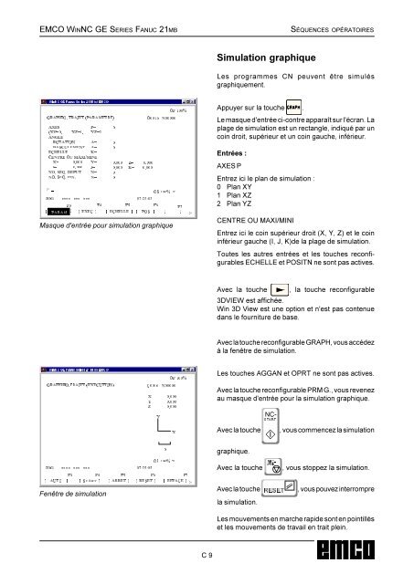 EMCO WinNC GE Series Fanuc 21 MB Description du logiciel ...