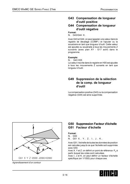 EMCO WinNC GE Series Fanuc 21 MB Description du logiciel ...