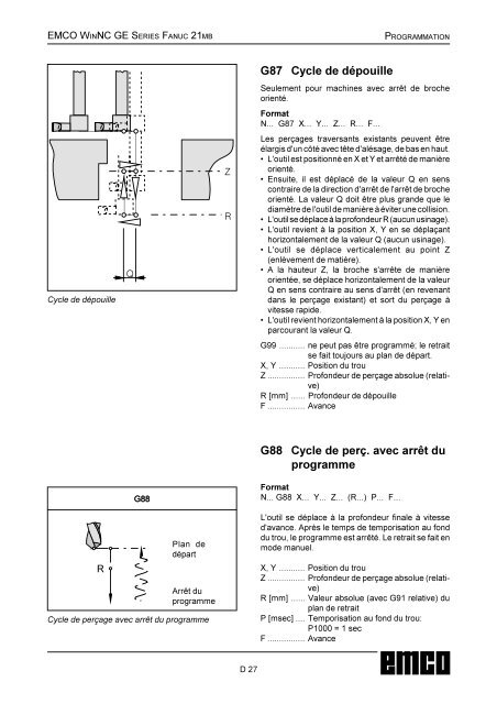 EMCO WinNC GE Series Fanuc 21 MB Description du logiciel ...