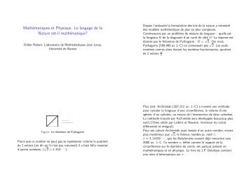 MathÃƒÂ©matiques et Physique. Le langage de la Nature est-il ...