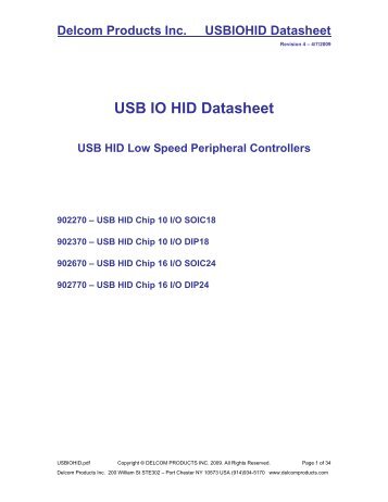 USB IO HID Datasheet - Delcom Products Inc.